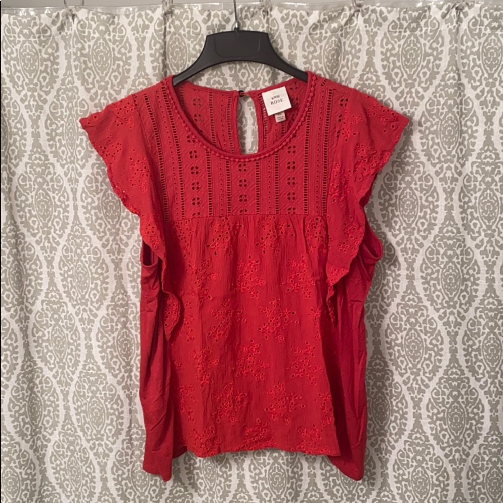Knox Rose Eylet Ruffle Top